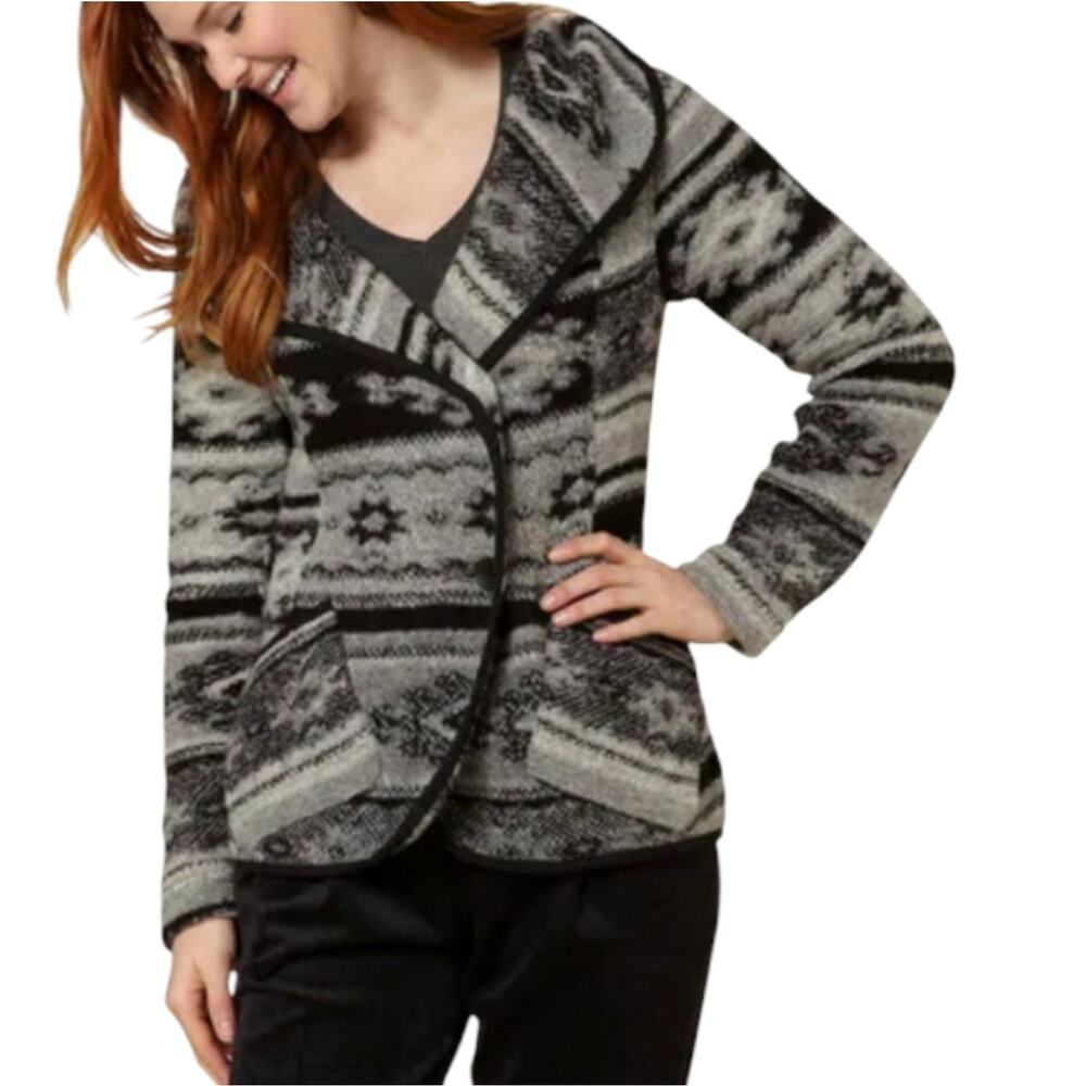 Royal Robbins Blanket Jacquard Wrap Wool Blend Sweater Neutral Women's Sz Large